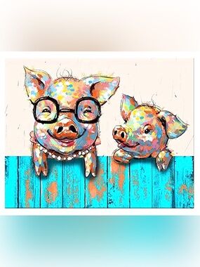 New Two Little Piggies 5D DIY Diamond Painting Kit, 12x12"